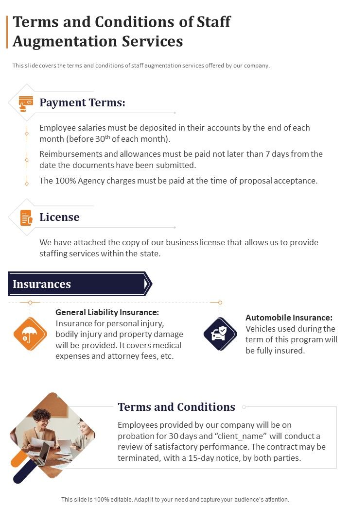 Terms And Conditions Of Staff Augmentation Services One Pager 
