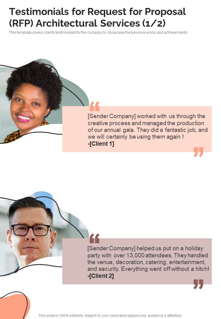 Testimonials For Request For Proposal Rfp Architectural Services One