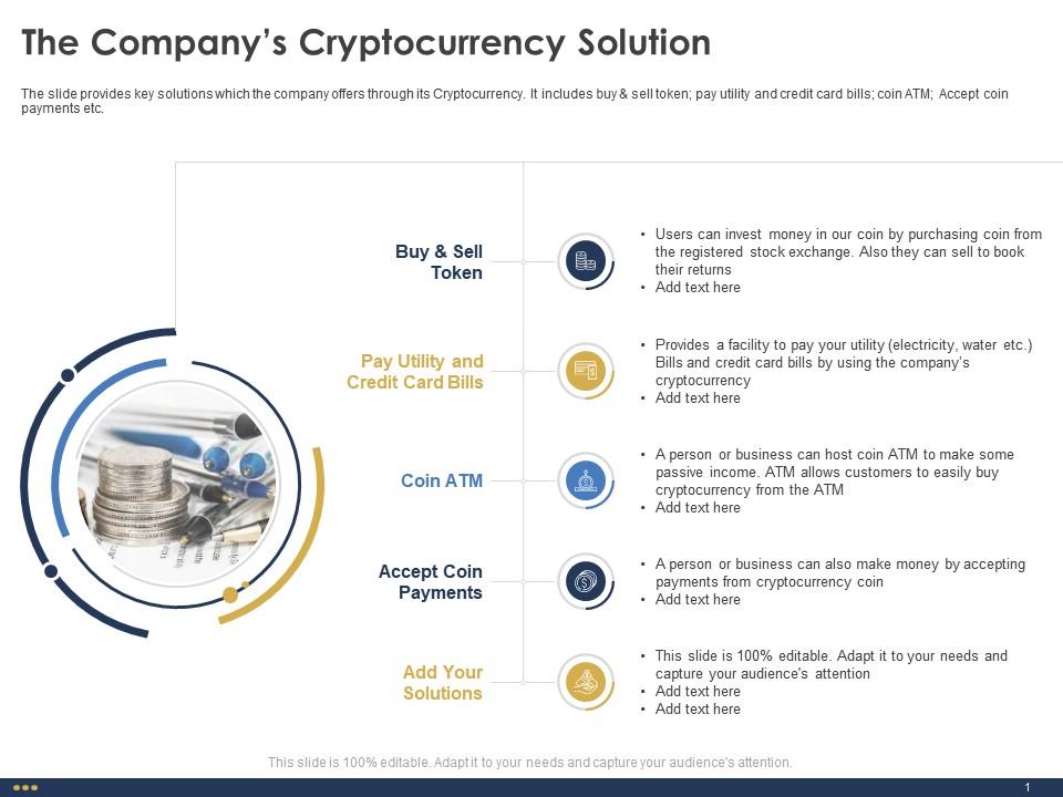 The companys cryptocurrency solution stock ppt powerpoint presentation infographic Slide01