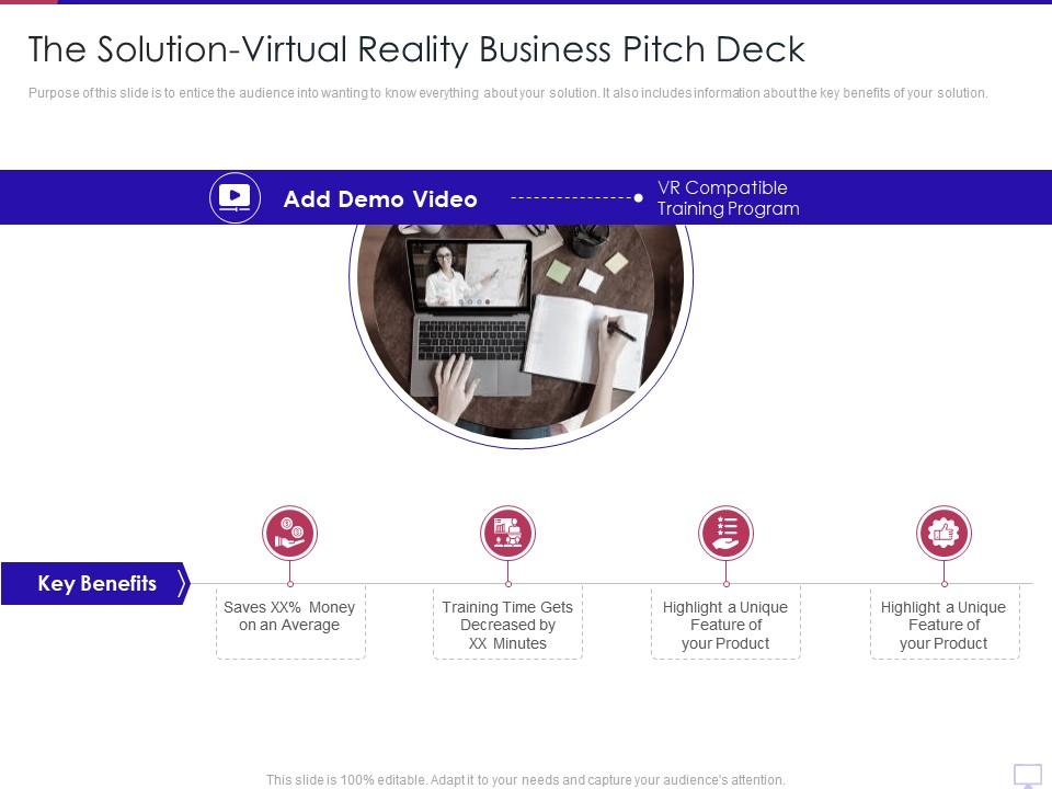 The solution virtual reality business pitch deck ppt infographics Slide00