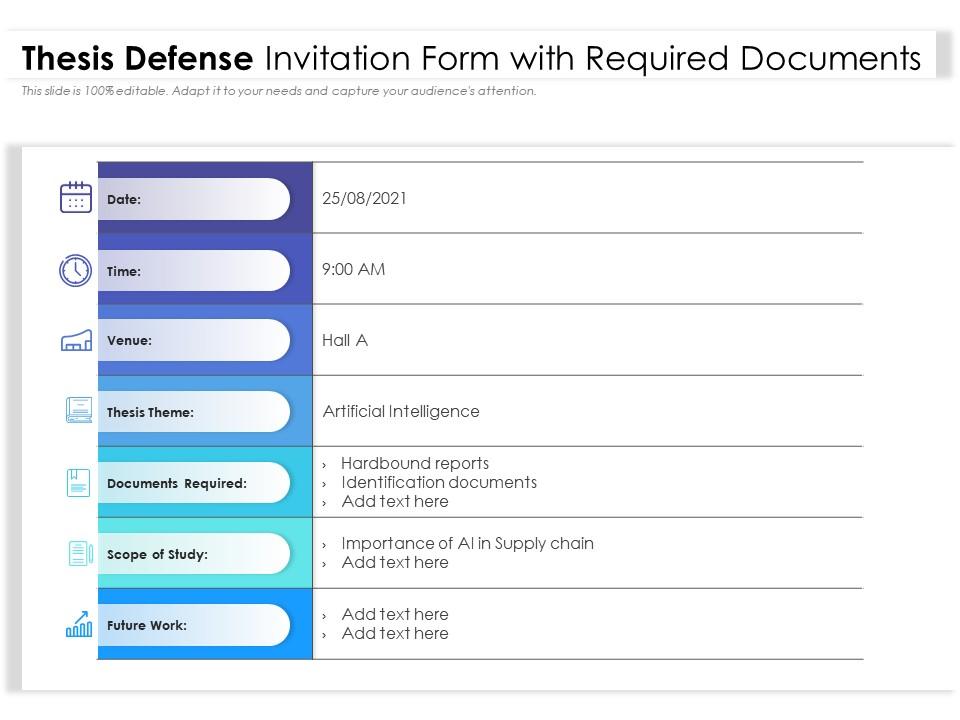 Thesis defense invitation form with required documents