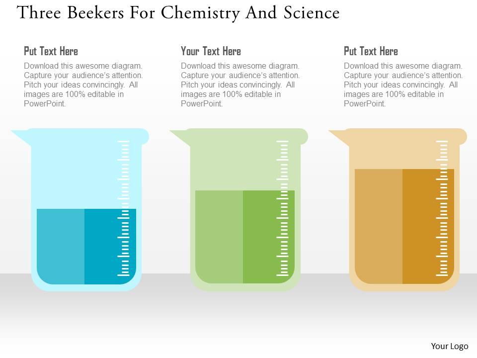 three_beekers_for_chemistry_and_science_flat_powerpoint_design_Slide01