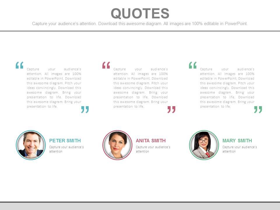 Three business peoples communication quotes powerpoint slides Slide01