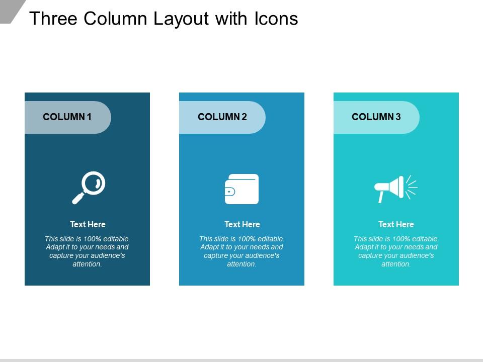 Three column layout with icons