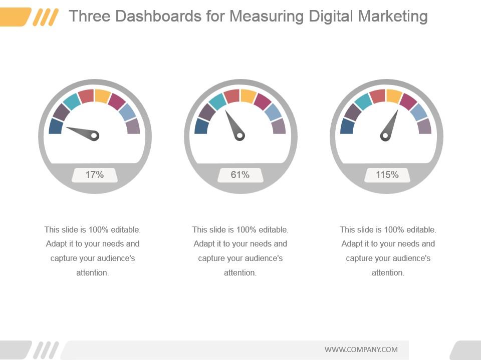 Three dashboards for measuring digital marketing ppt summary Slide01