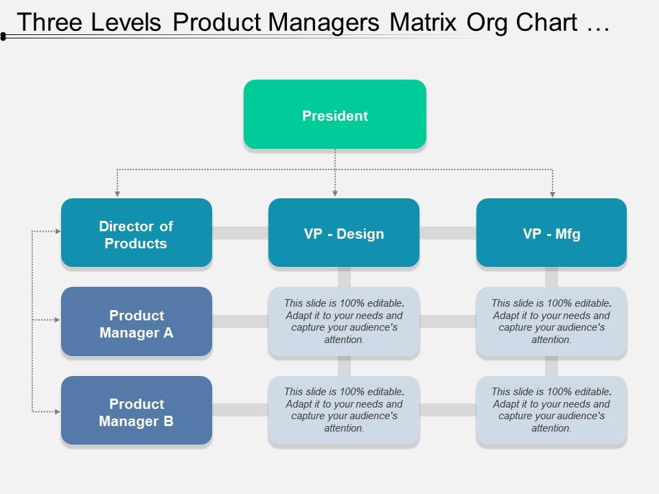 Three levels product managers matrix org chart template Slide00