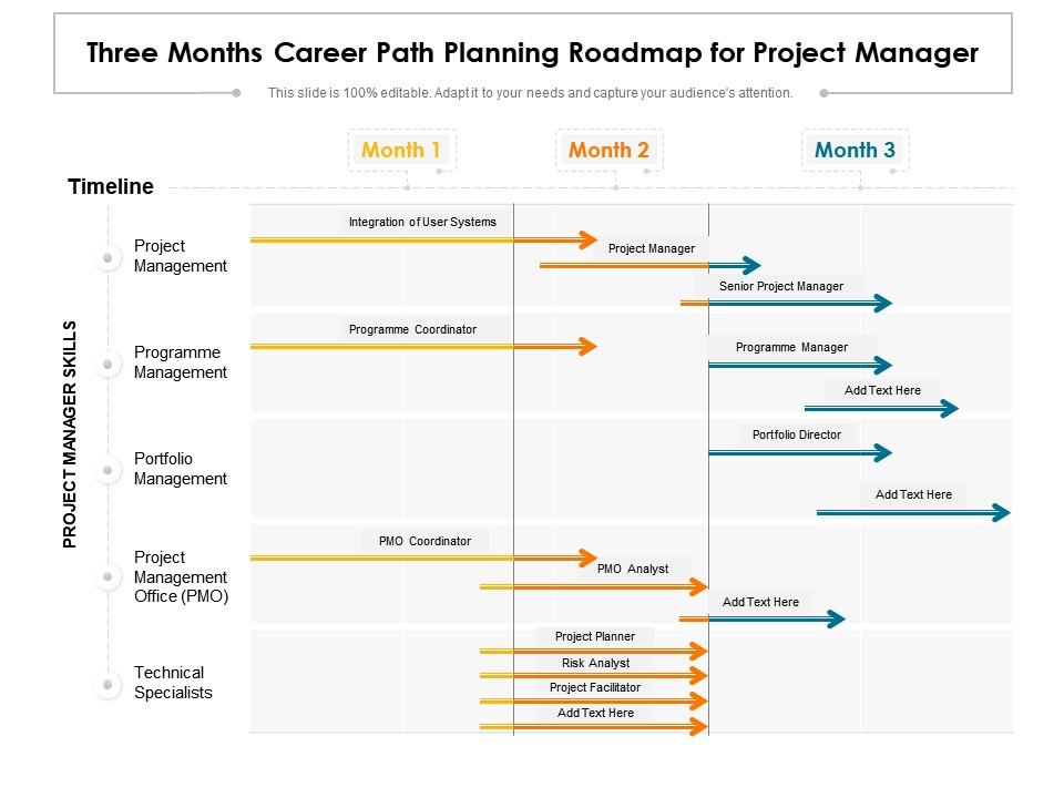 Three months career path planning roadmap for project manager