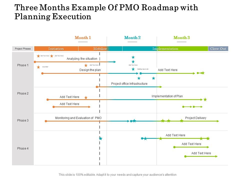 Three months example of pmo roadmap with planning execution Slide01