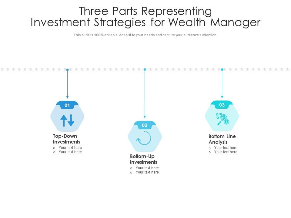 Three parts representing investment strategies for wealth manager Slide01