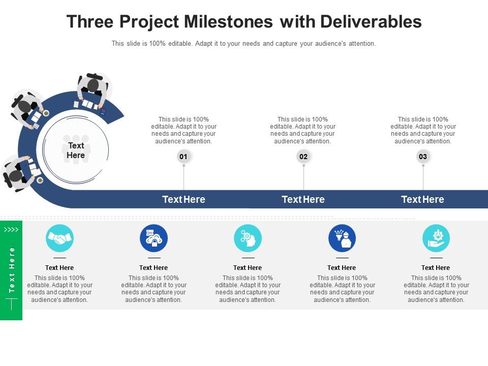 Three project milestones with deliverables infographic template
