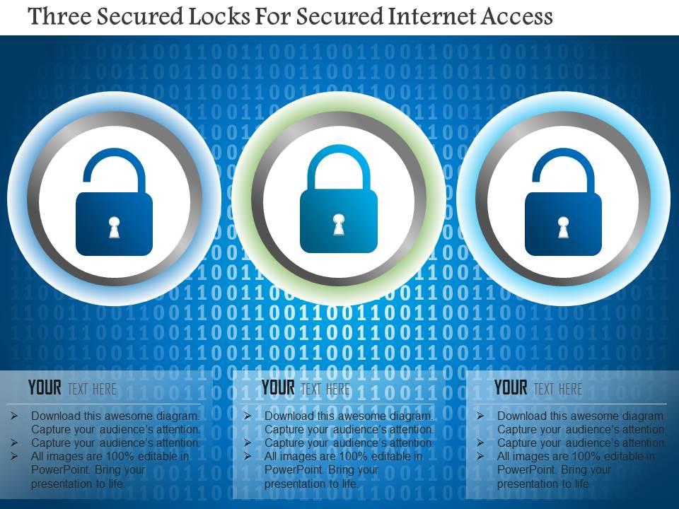 Three secured locks for secured internet access ppt slides Slide01