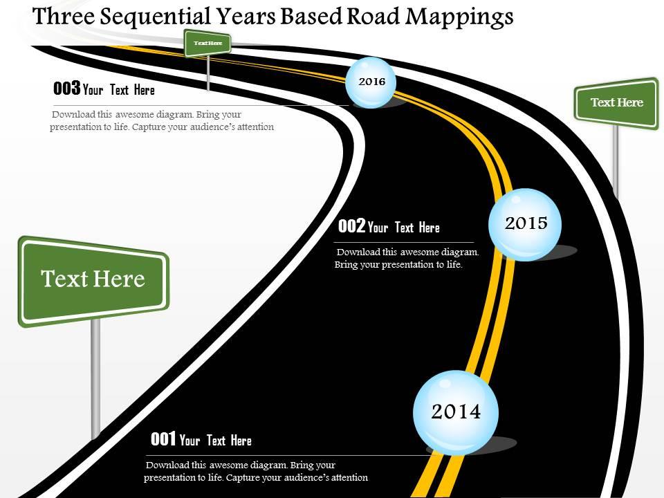 three_sequential_years_based_road_mapping_powerpoint_templates_Slide01