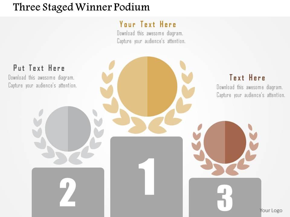 Three Staged Winner Podium Flat Powerpoint Design PowerPoint Shapes