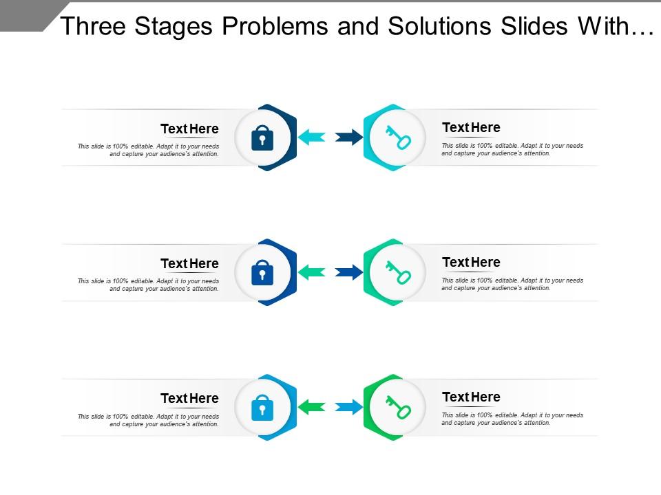 Three stages problems and solutions slides with icons Slide01
