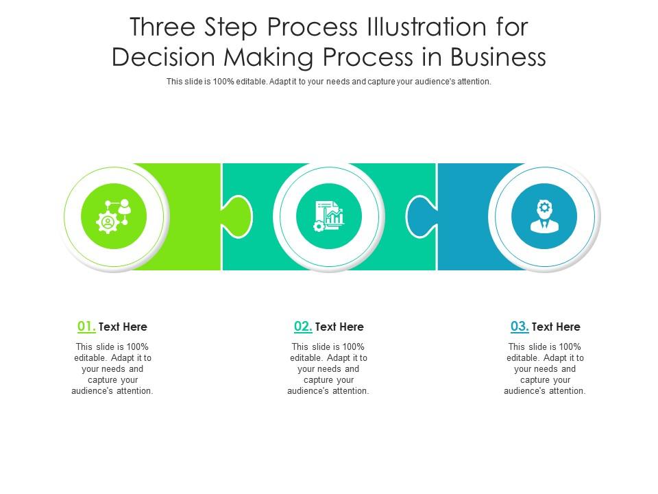 Three Step Process Illustration For Decision Making Process In Business ...