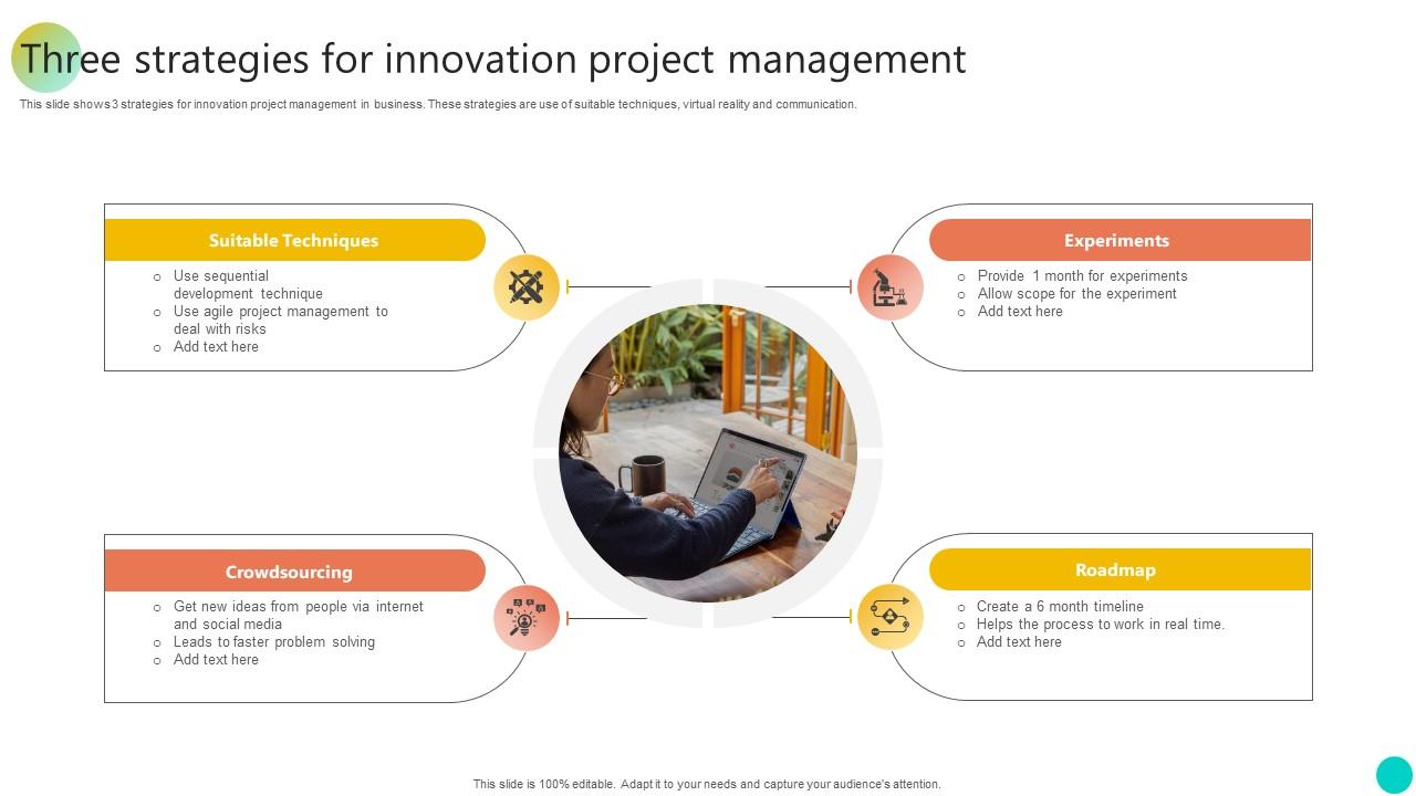 Three Strategies For Innovation Project Management PPT Sample