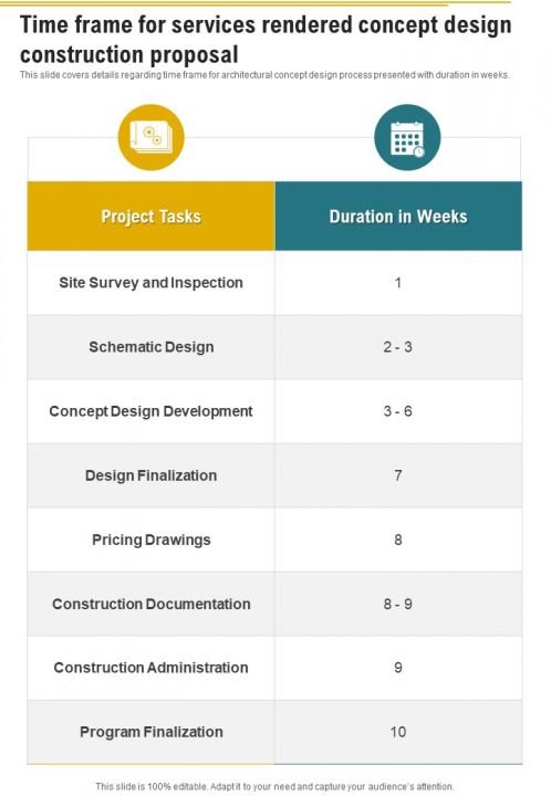 Time Frame For Services Rendered Concept Design Construction Proposal Time Frame For Services Rendered Concept Design Construction Proposal