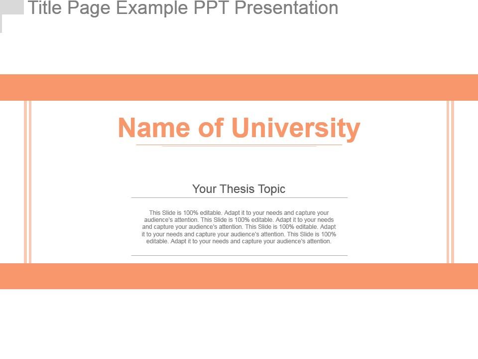 front page of college presentation