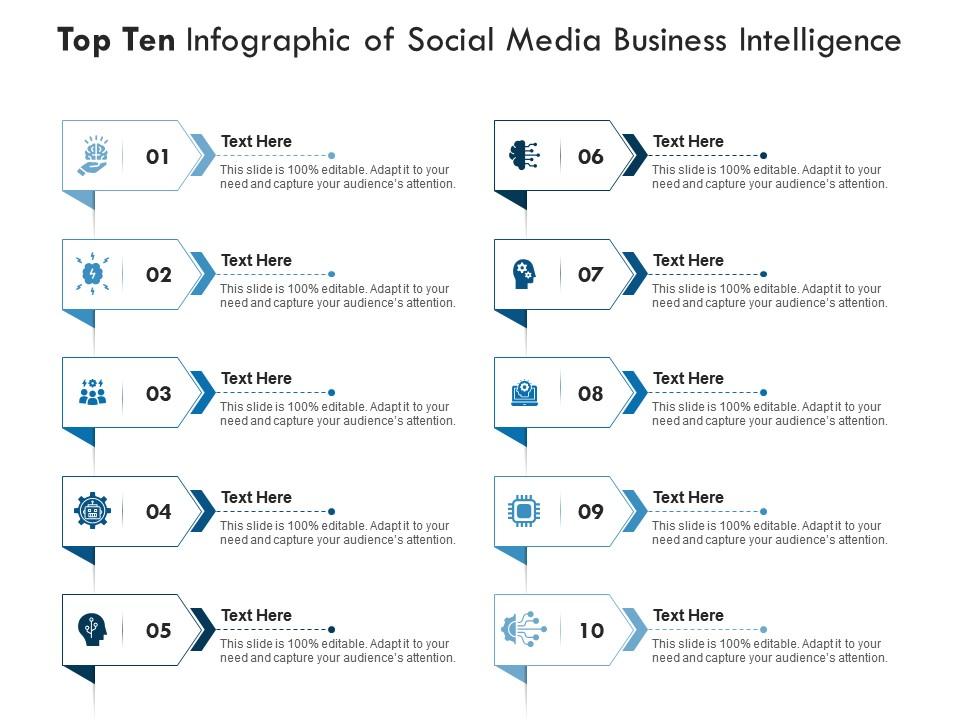Top ten of social media business intelligence infographic template