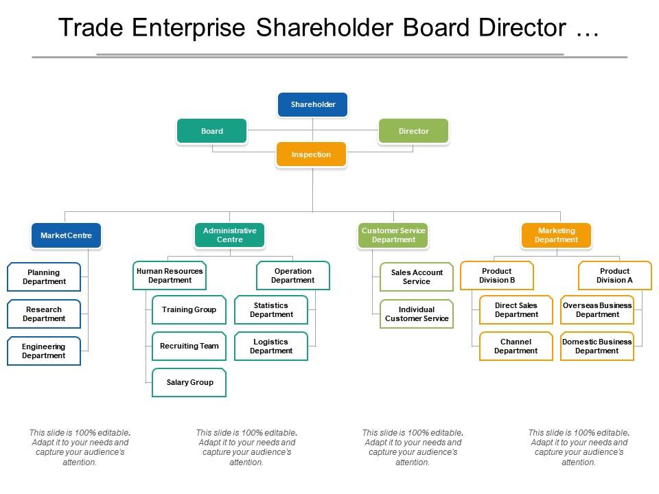 Trade enterprise shareholder board director org chart Presentation