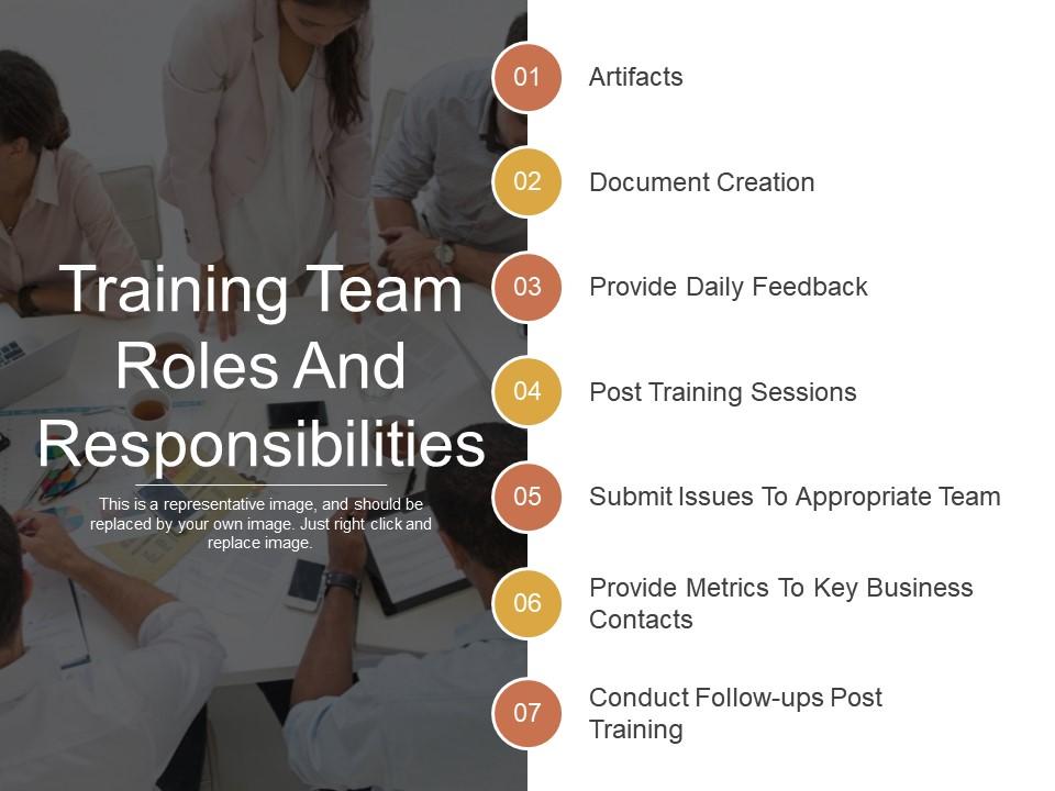 Training team roles and responsibilities powerpoint themes Slide01