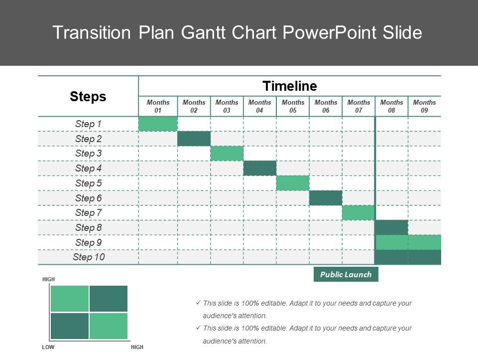 Transition plan gantt chart powerpoint slide Slide01