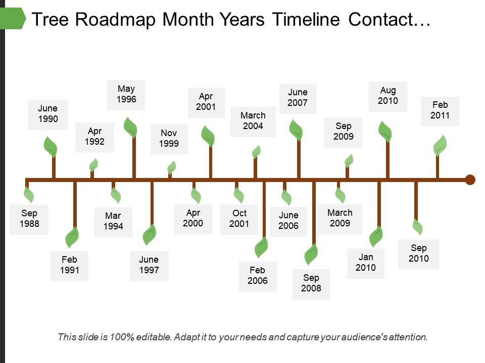 tree_roadmap_month_years_timeline_contact_analysis_solution_strategy_target_planning_marketing_Slide01