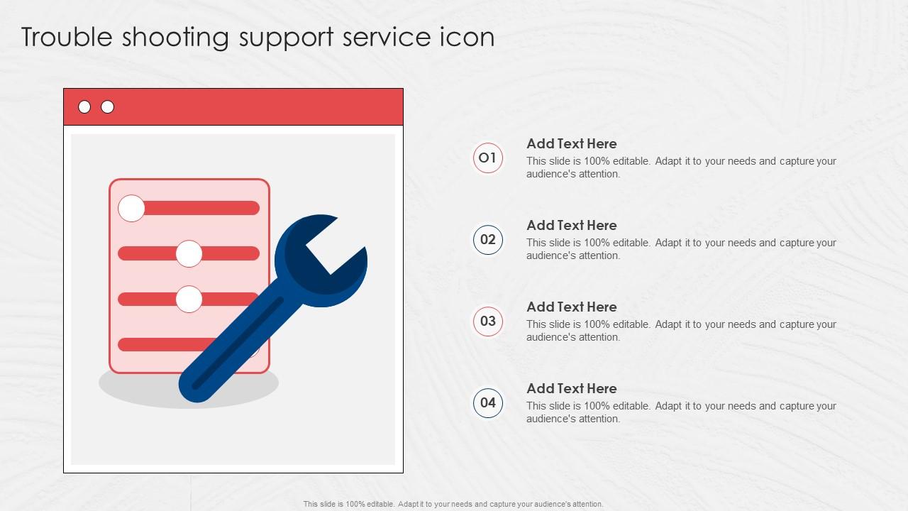 Trouble Shooting Support Service Icon PPT Example