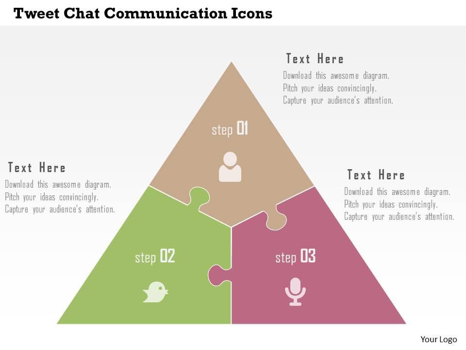 Tweet chat communication icons flat powerpoint design Slide01