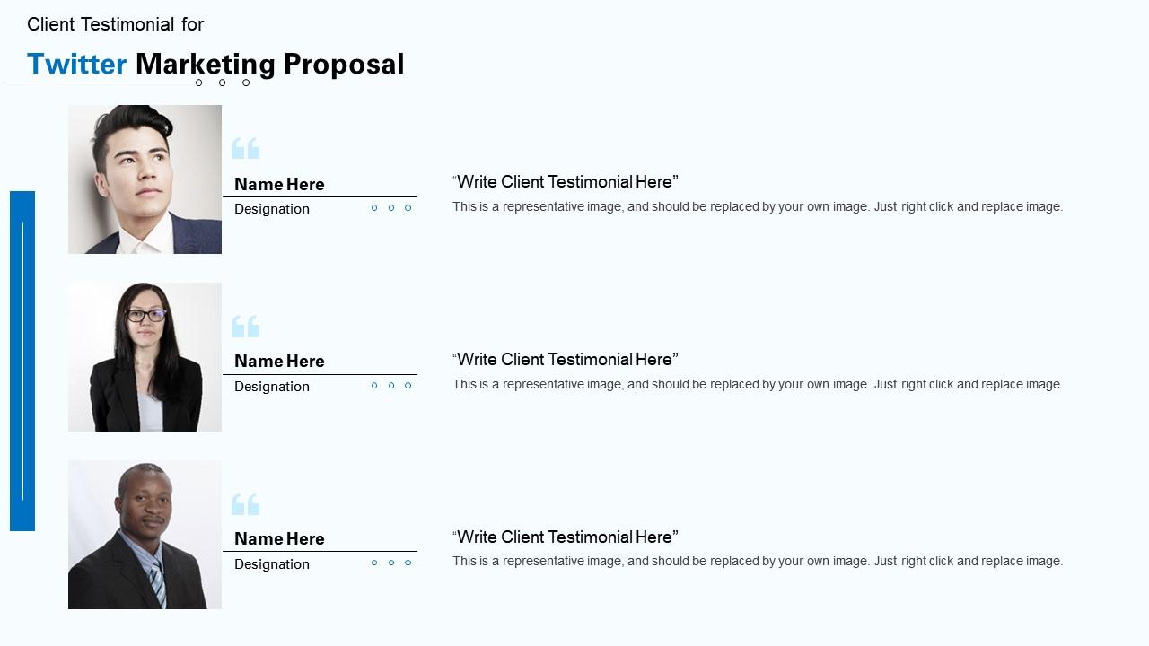 Twitter marketing proposal testimonial ppt powerpoint presentation infographic topics Slide01
