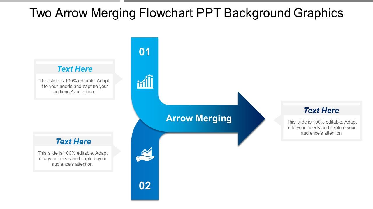 Two arrow merging flowchart ppt background graphics Slide00