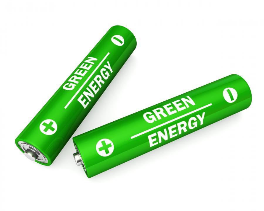 Two green energy cells for power consumption stock photo Slide01