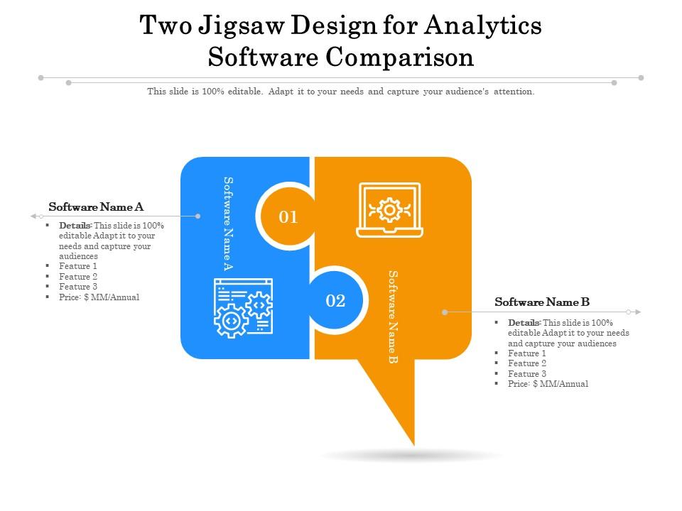 Two Jigsaw Design For Analytics Software Comparison Presentation