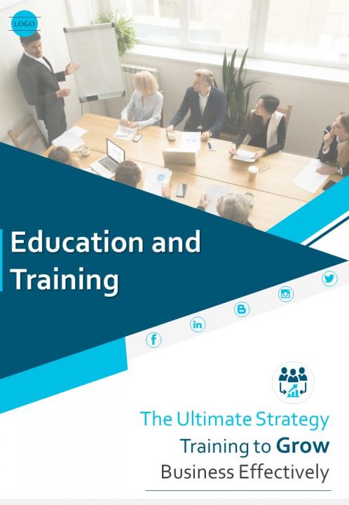 Two page education and training brochure template Slide01