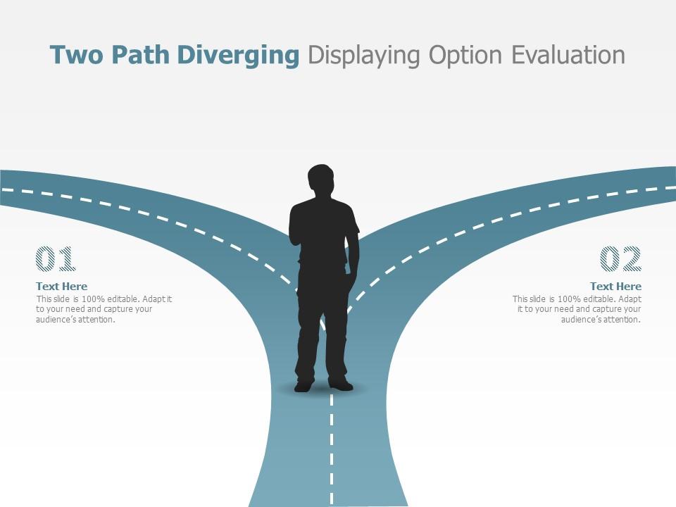 Two path diverging displaying option evaluation Slide01