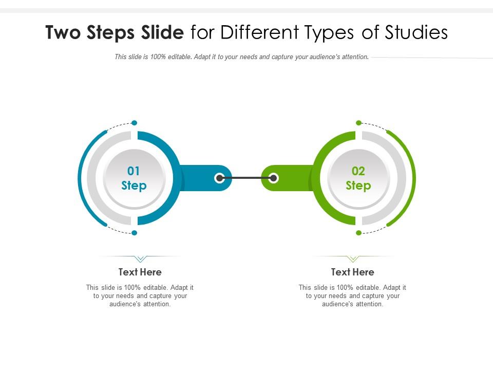 Two Steps Slide For Different Types Of Studies Infographic Template