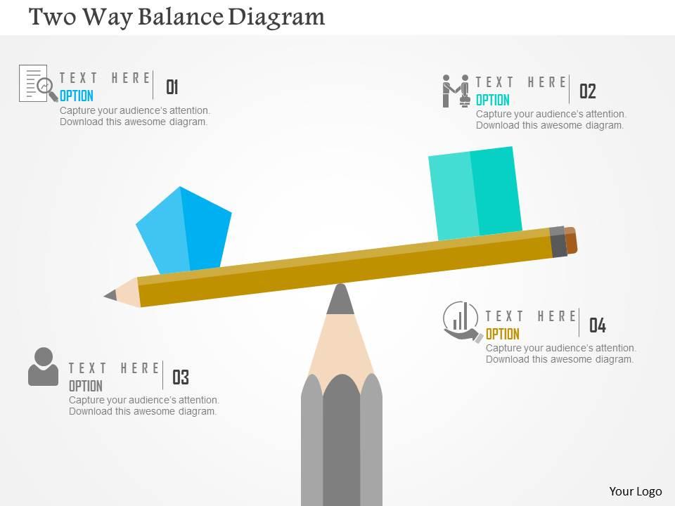 Two way balance diagram flat powerpoint design Slide01