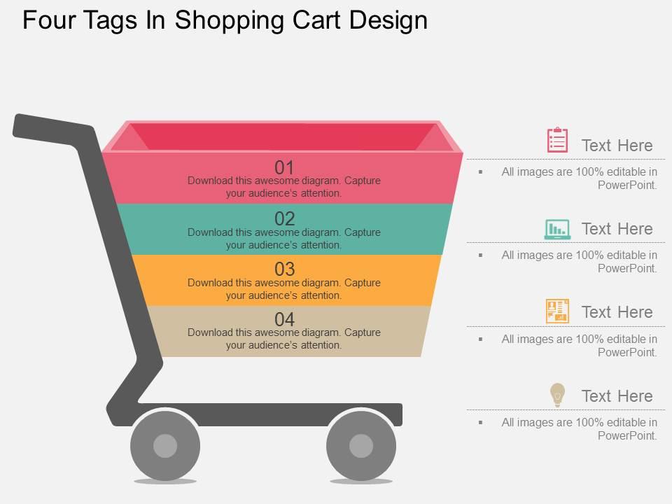 ub_four_tags_in_shopping_cart_design_flat_powerpoint_design_Slide01