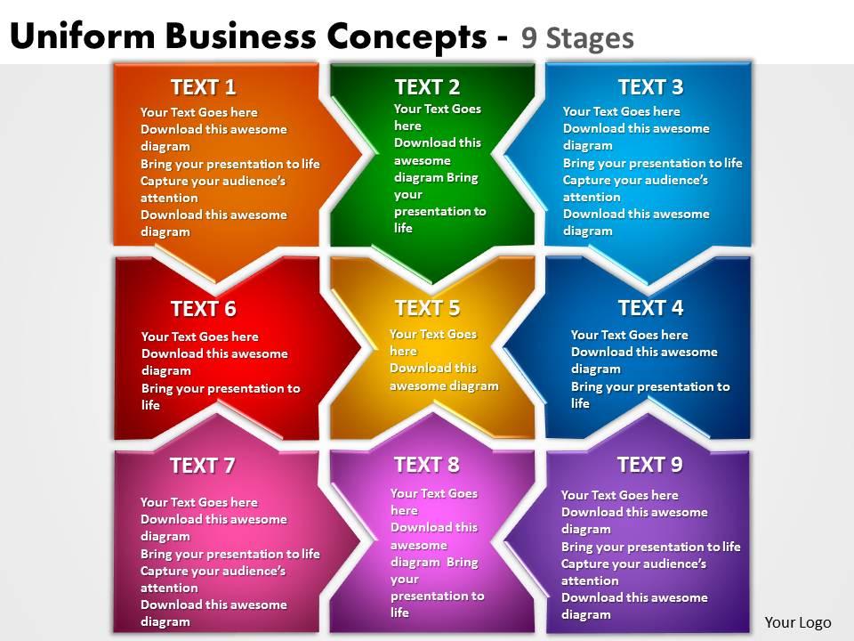 Uniform business concepts 9 stages powerpoint templates graphics slides 0712 Slide01