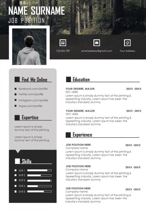 Unique graphic visual resume cv design template Slide01