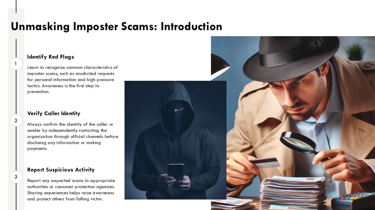 Unmasking Imposter Scams Protect Yourself Today PPT Sample ST AI PPT Slide