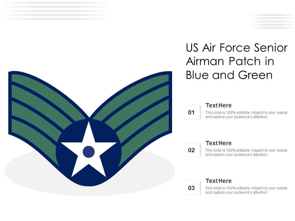US Air Force Senior Airman Patch In Blue And Green