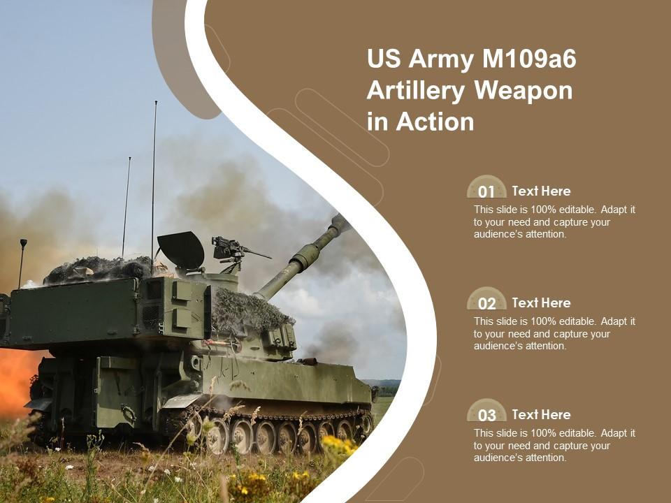 US Army M109a6 Artillery Weapon In Action Presentation Graphics