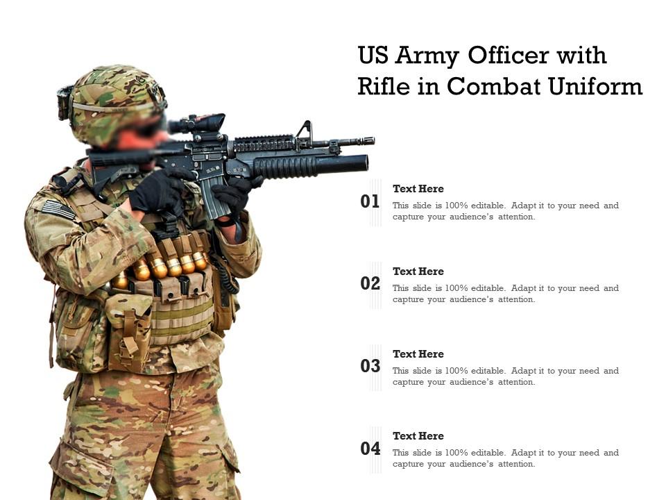 US Army Officer With Rifle In Combat Uniform Presentation Graphics