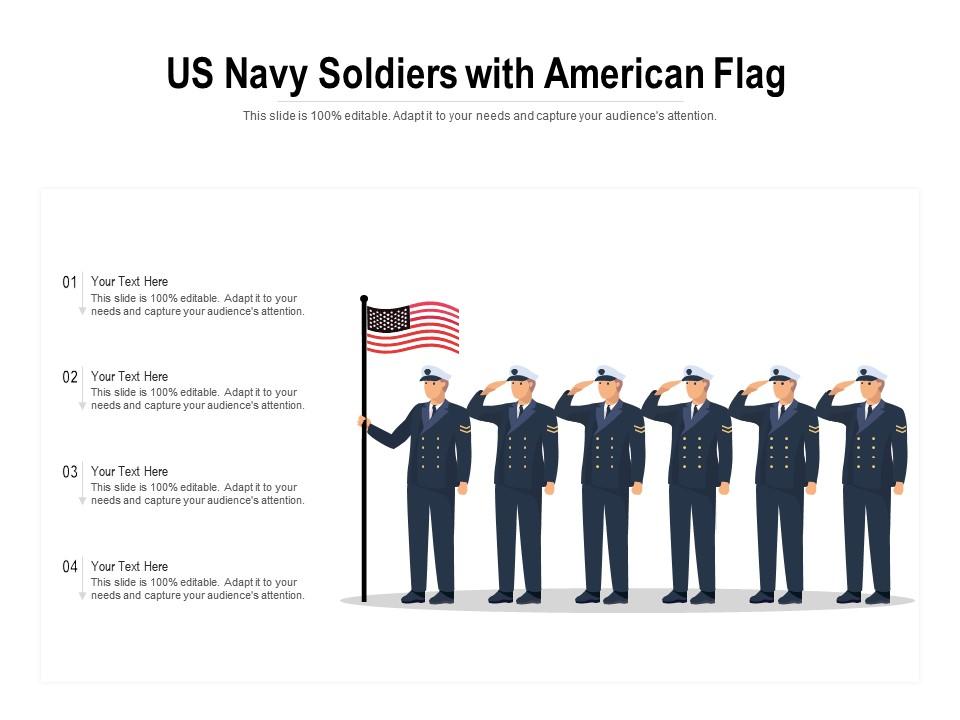 Us navy soldiers with american flag