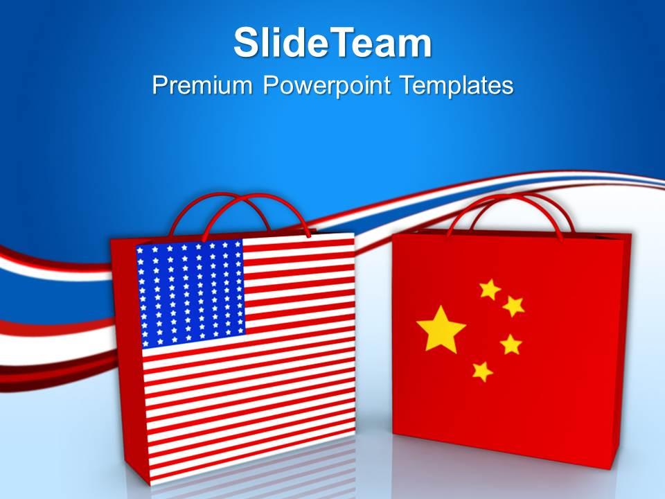 Usa and china shopping bags sales powerpoint templates ppt themes and graphics 0213