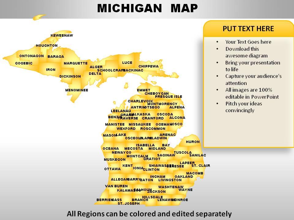 USA Michigan State Powerpoint Maps Presentation Graphics