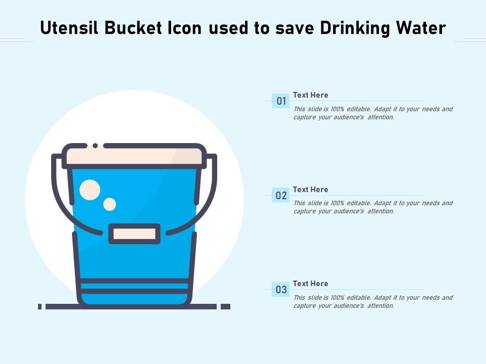 Utensil bucket icon used to save drinking water Slide01