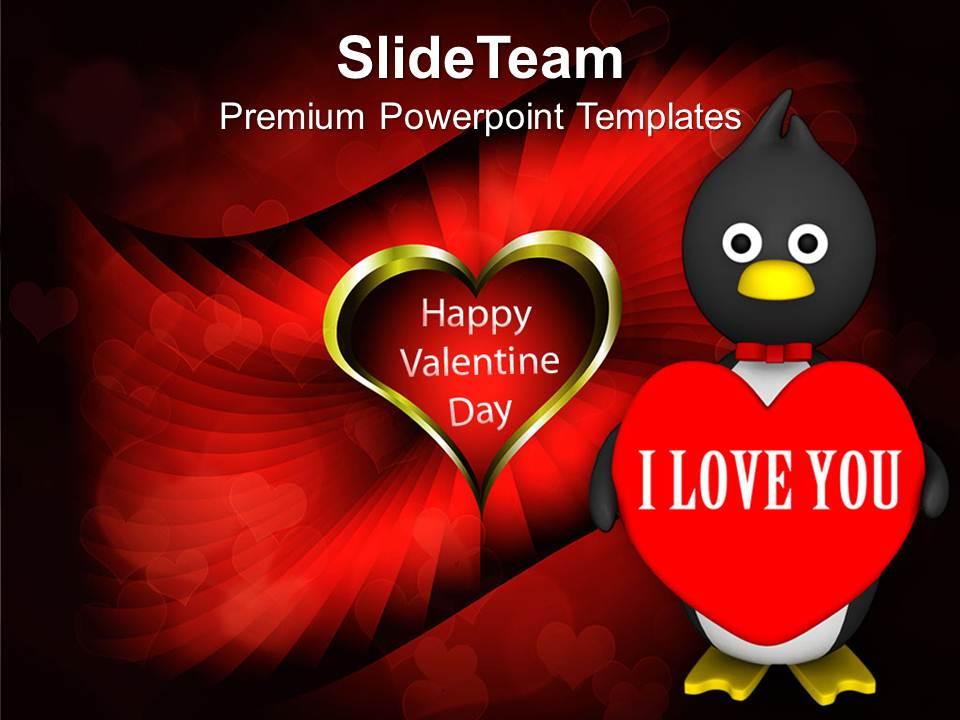 Valentine penguin isolated winter powerpoint templates ppt themes and graphics 0213 Slide01