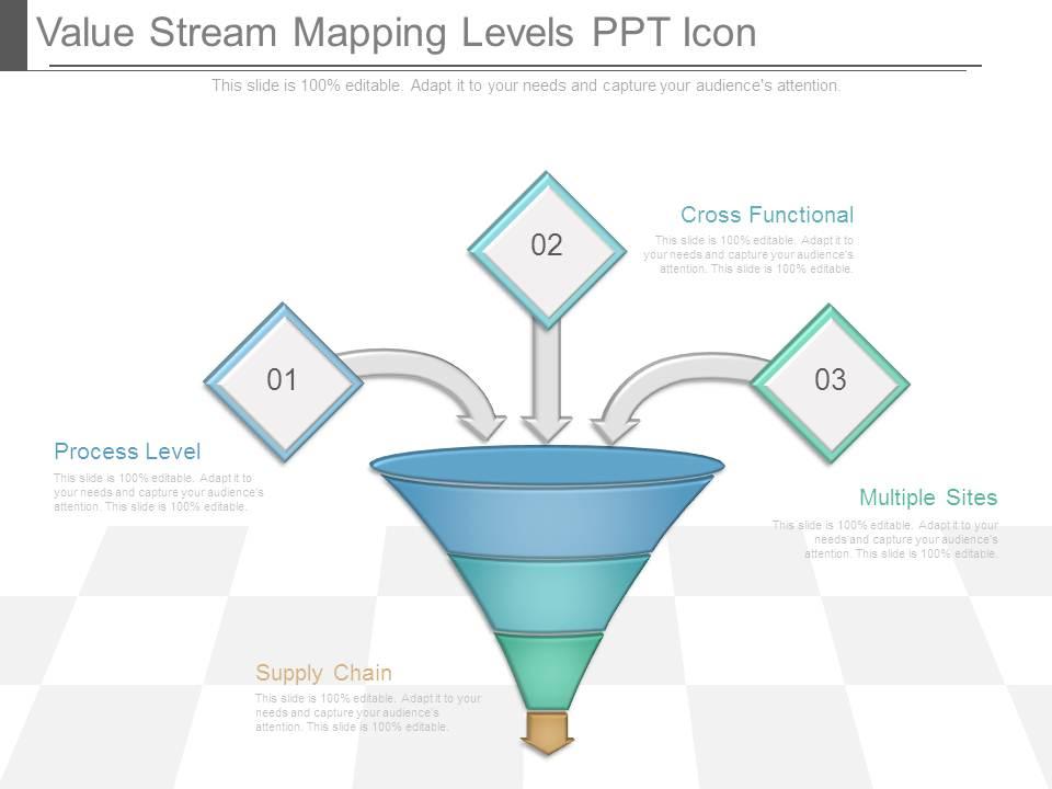 Value stream mapping levels ppt icon Slide01